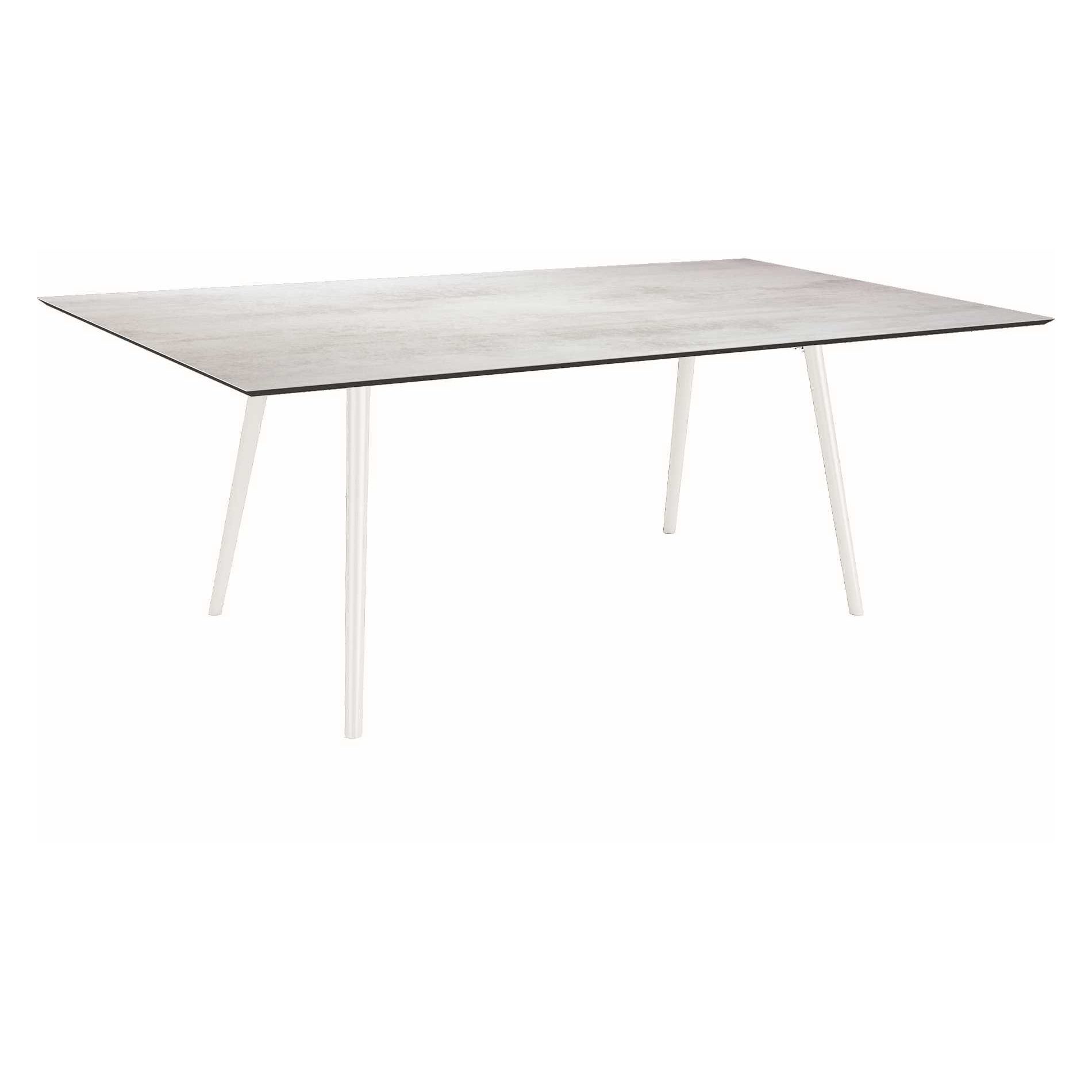 Stern Tisch "Interno", Größe 180x100cm, Alu weiß, Rundrohr, Tischplatte HPL Zement hell