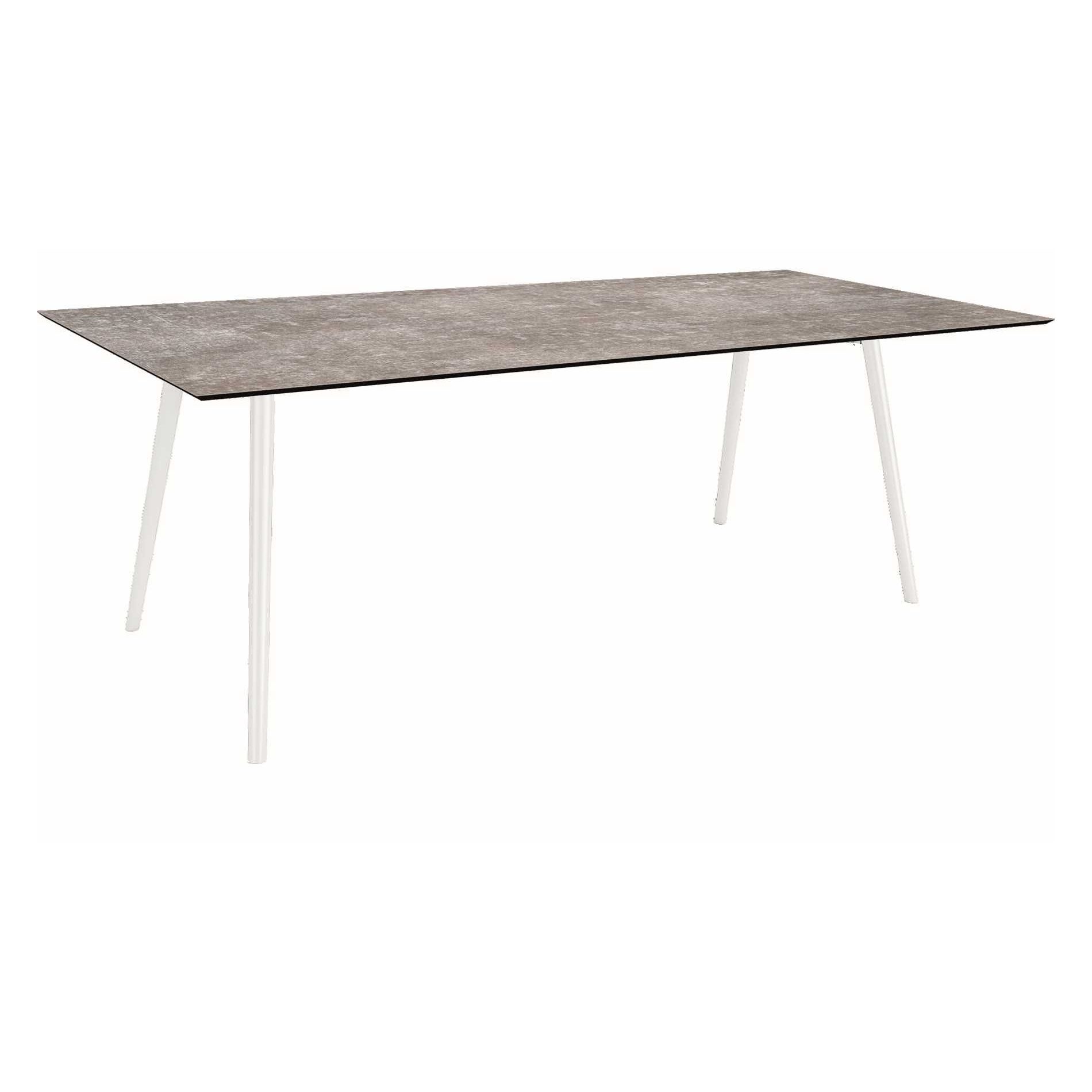 Stern Tisch "Interno", Größe 220x100cm, Alu weiß, Rundrohr, Tischplatte HPL Metallic Grau