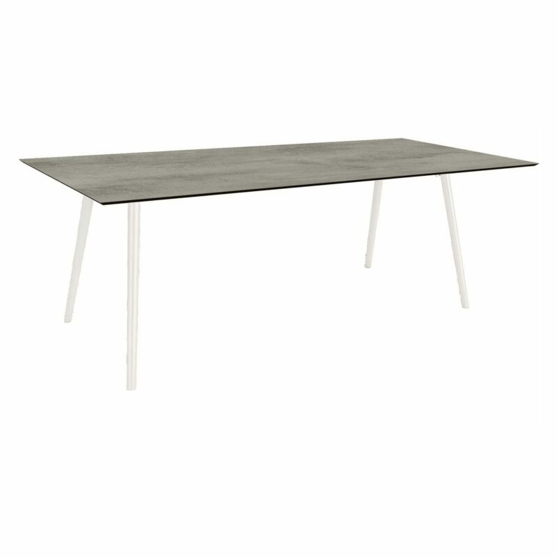 Stern Tisch "Interno", Größe 220x100cm, Alu weiß, Rundrohr, Tischplatte HPL Zement