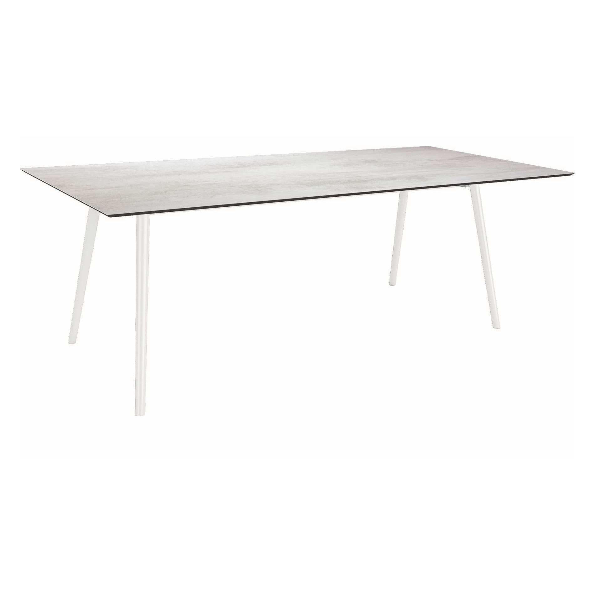 Stern Tisch "Interno", Größe 220x100cm, Alu weiß, Rundrohr, Tischplatte HPL Zement hell