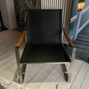Brafab "Gotland" Loungesessel, Gestell Edelstahl, Sitz-und Rückenfläche Textilgewebe schwarz, ohne Polster - Ausstellung Lauchringen