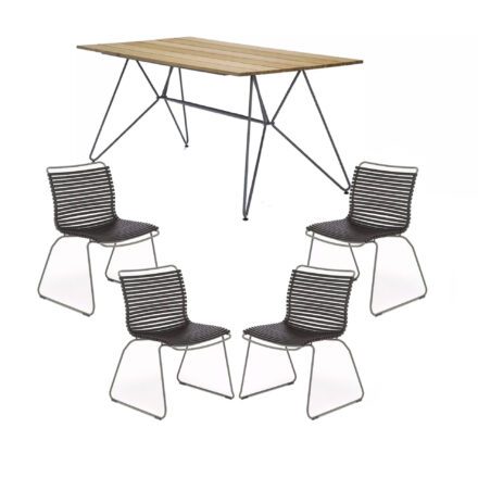 Houe Gartentisch 160x88 cm "Sketch" mit Stapelstuhl "Click, Lamellen schwarz
