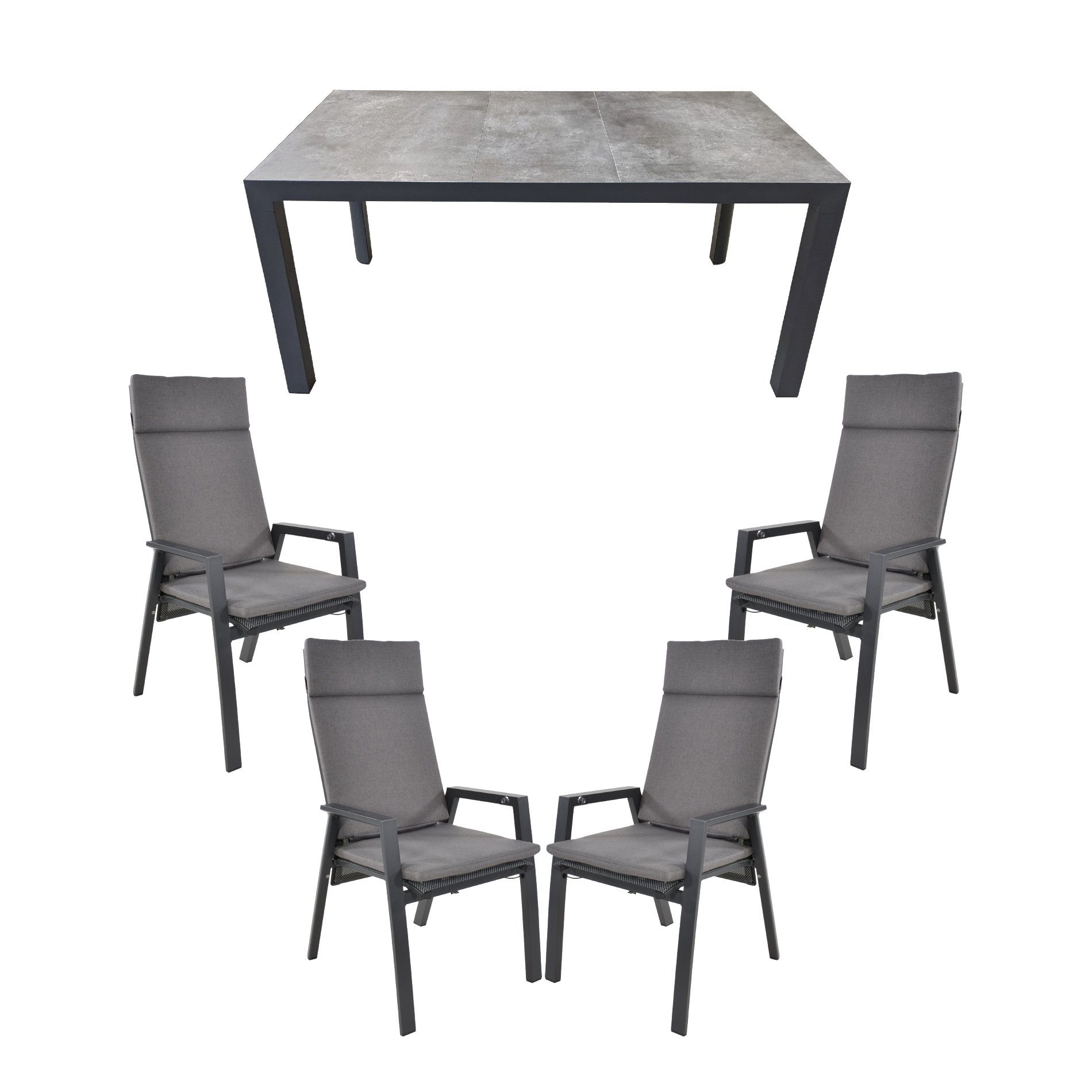 Lesli Living Gartenmöbel-Set mit 4x Hochlehner Amir und 1x Tisch Murcia  160x90 cm