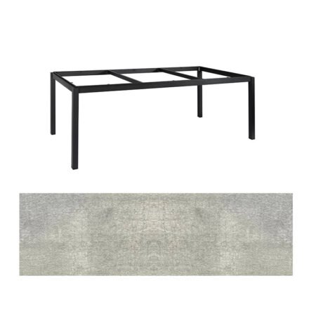 Jati&Kebon Gartentisch “Lugo“, Gestell Aluminium eisengrau, Tischplatte HPL Granit hellgrau, 220x100 cm