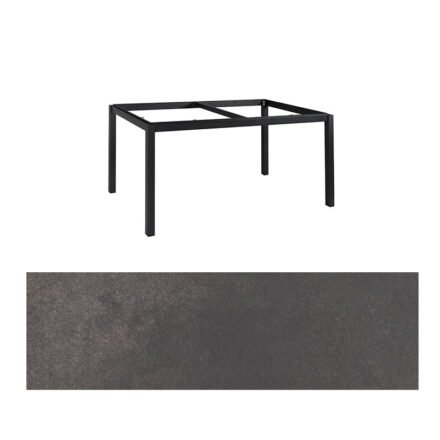 Jati&Kebon Gartentisch “Lugo“, Gestell Aluminium eisengrau, Tischplatte HPL Titanium, 160x90 cm