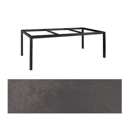 Jati&Kebon Gartentisch “Lugo“, Gestell Aluminium eisengrau, Tischplatte HPL Titanium, 220x100 cm