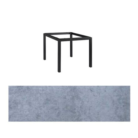 Jati&Kebon Gartentisch “Lugo“, Gestell Aluminium eisengrau, Tischplatte HPL Zementgrau, 90x90 cm