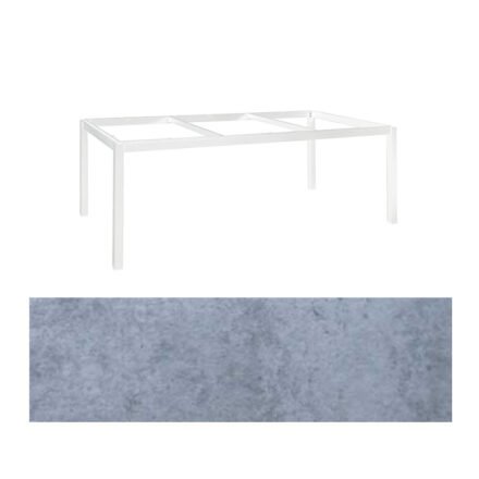 Jati&Kebon Gartentisch “Lugo“, Gestell Aluminium weiß, Tischplatte HPL Zementgrau, 220x100 cm