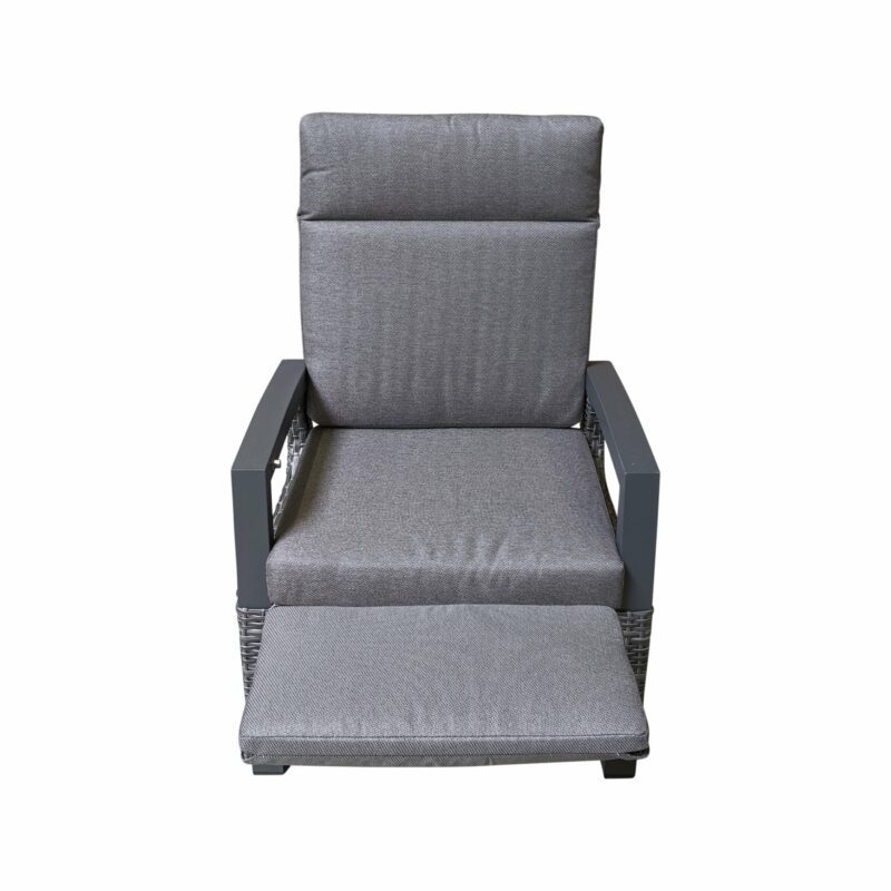 Lesli Living "Prato Forte" Lounge-Relaxsessel, Gestell Aluminium anthrazit matt, Polyrattan grau-anthrazit meliert, Kissen Olefin anthrazit