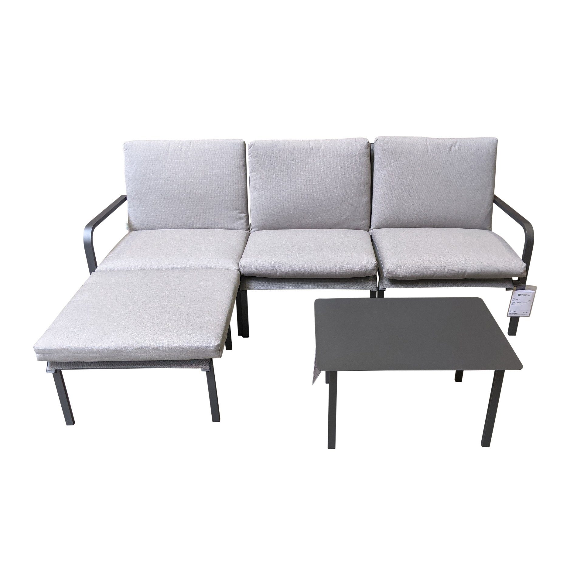 Jati&Kebon "Dransy" Loungeset 5-tlg., Aluminium eisengrau, Textilgewebe silbergrau mit Auflagen Silver Grey Basic