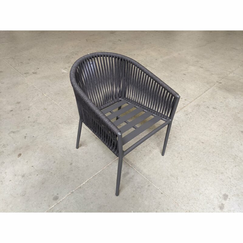 Jati&Kebon "Fortuna" Diningsessel, Alu charcoal, Rope grey, ohne Sitzkissen - Ausstellung Karlsruhe