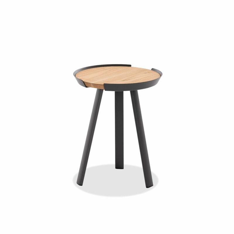 Niehoff "Salvo" Beistelltisch, Gestell Alu anthrazit, Platte Teak, Höhe 50 cm