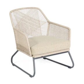 SonnenPartner "Couture" Loungesessel, Gestell Aluminium, Kunststoffgeflecht white-shell, Kissen white-shell