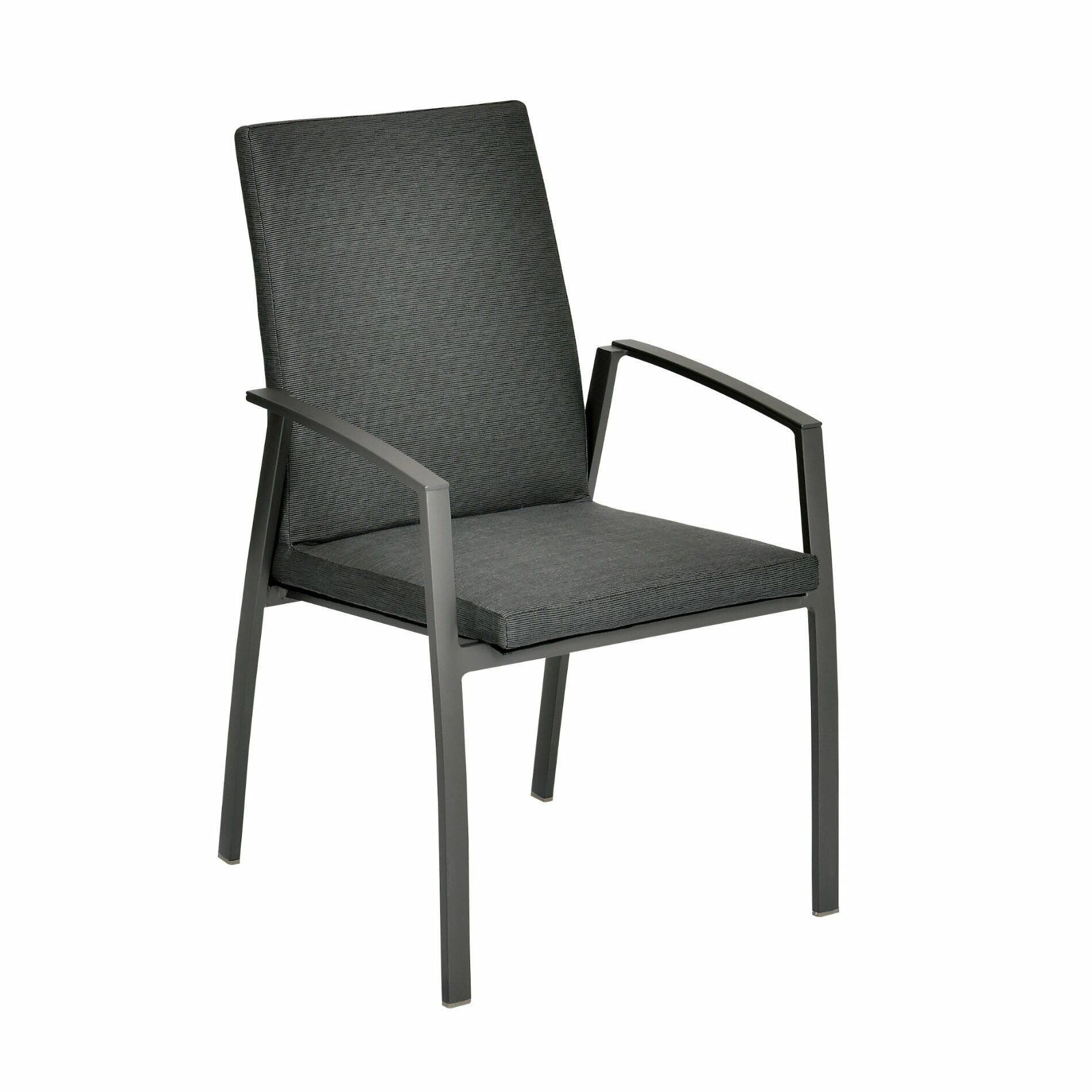 SIT Mobilia "Portimao" Stapelstuhl, Gestell Aluminium eisengrau, Sitzfläche Textilgewebe Eden black, gepolstert