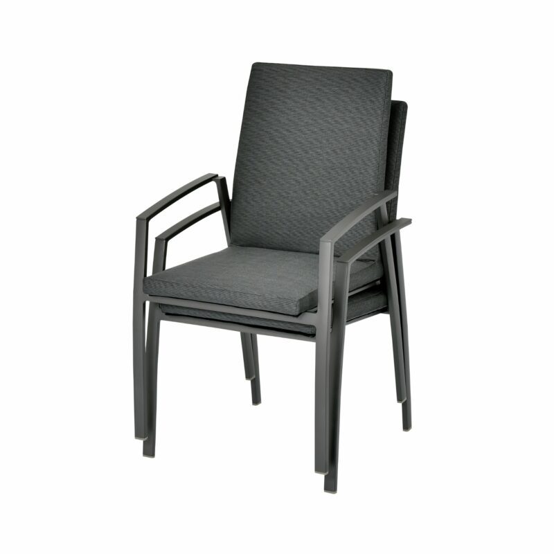 SIT Mobilia "Portimao" Stapelstuhl, Gestell Aluminium anthrazit, Sitzfläche Textilgewebe Eden black, gepolstert