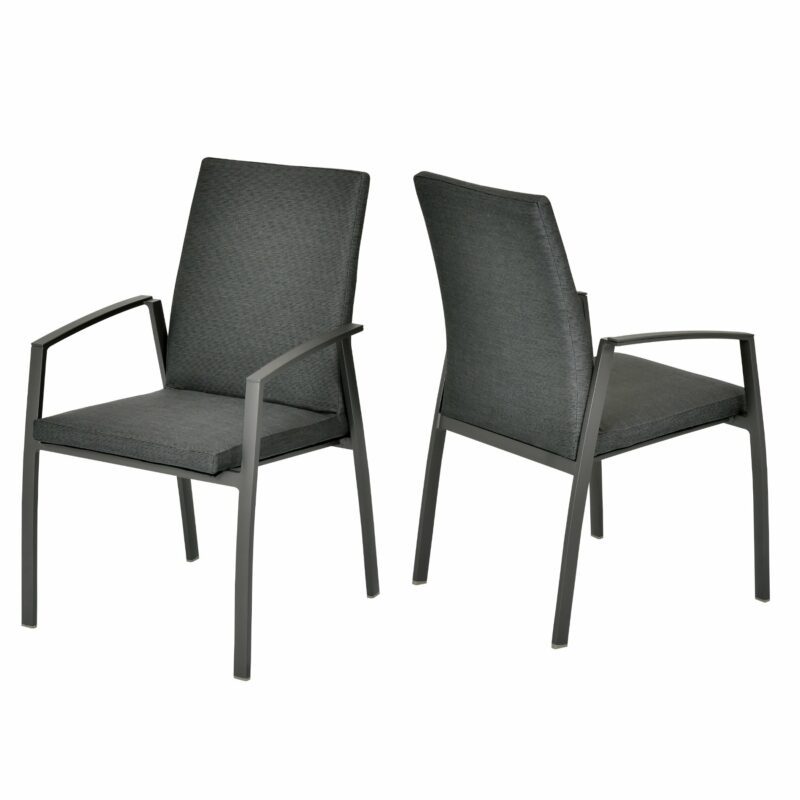 SIT Mobilia "Portimao" Stapelstuhl, Gestell Aluminium anthrazit, Sitzfläche Textilgewebe Eden black, gepolstert