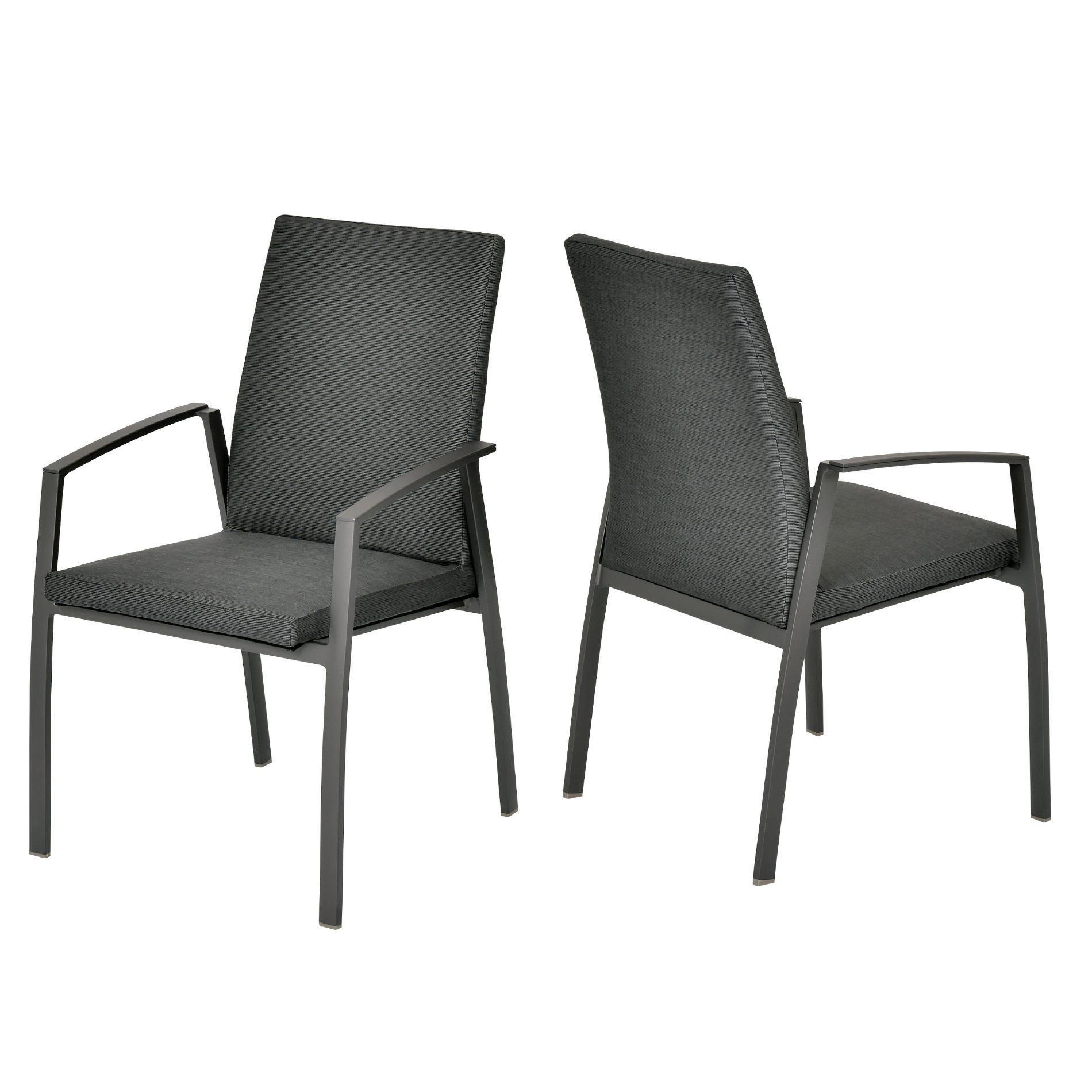 SIT Mobilia "Portimao" Stapelstuhl, Gestell Aluminium eisengrau, Sitzfläche Textilgewebe Eden black, gepolstert