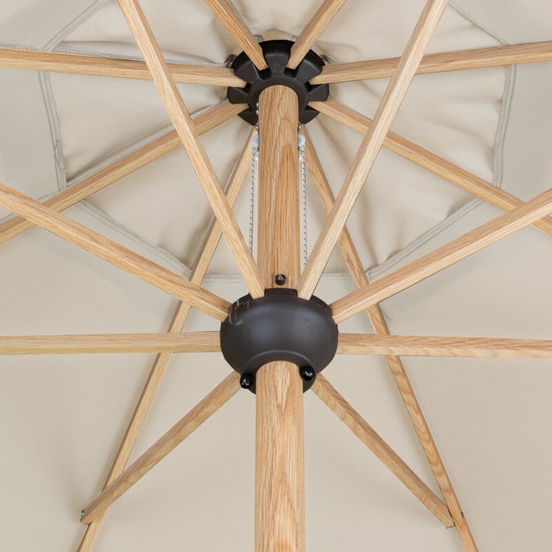 Doppler "Alu Wood Ultra Mittelmast" Kurbelschirm rund 350 cm, Bezug Farbe Natur 820