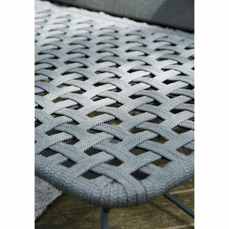 Diamond Garden "Milos" Daybed, Gestell Edelstahl dunkelgrau, Rope dunkelgrau, Kissen Olefin grau, Detail Liegefläche