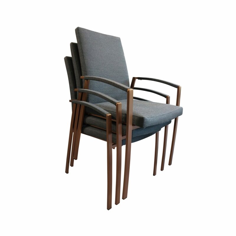 SIT Mobilia "Talisma Cobre" Stapelsessel, Gestell Edelstahl Kupfer verchromt, Sitzfläche Batyline® Eden black, gepolstert