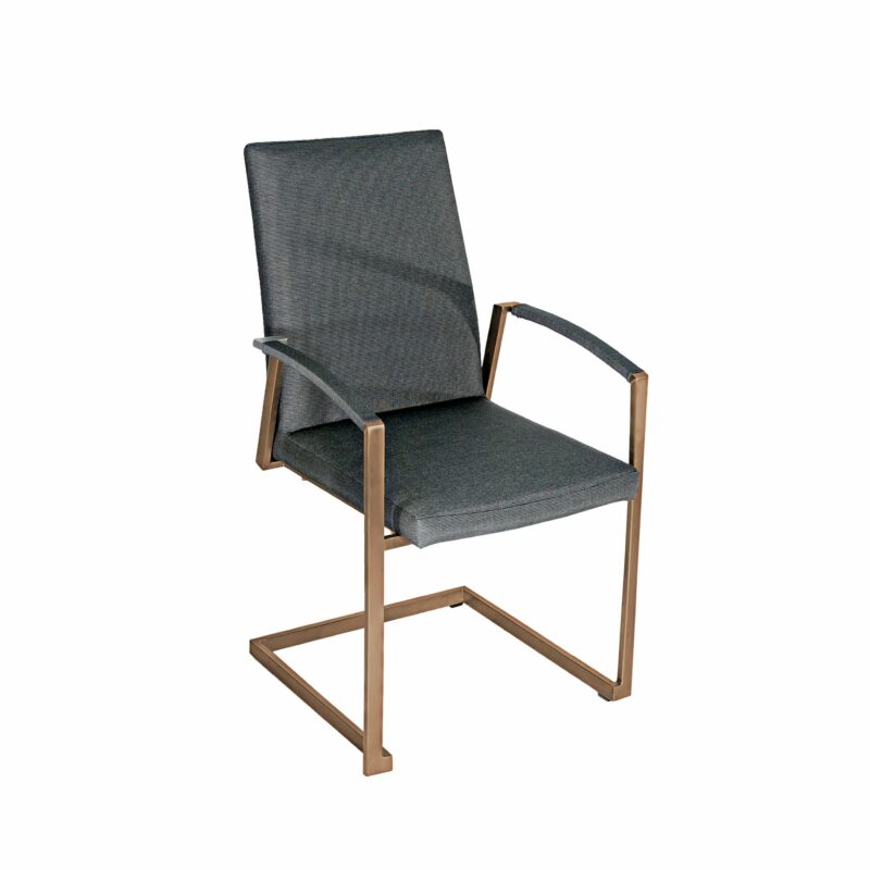 SIT Mobilia "Talisma Cobre" Freischwinger hoch, Gestell Edelstahl Kupfer verchromt, Sitzfläche Batyline® Eden black gepolstert