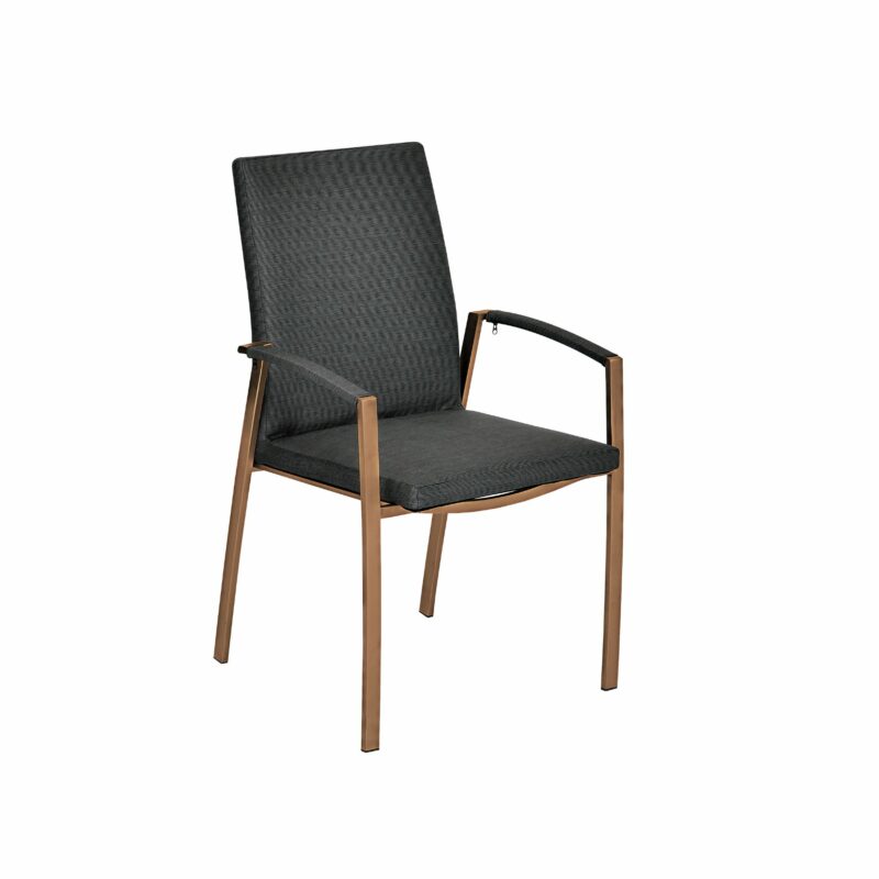 SIT Mobilia "Talisma Cobre" Stapelsessel, Gestell Edelstahl Kupfer verchromt, Sitzfläche Batyline® Eden black, gepolstert