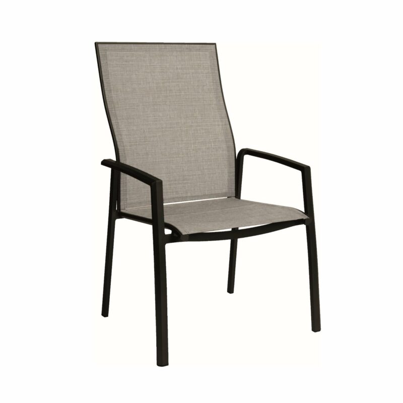 Stern "Kari+" Stapelsessel, Gestell Aluminium schwarz matt, Sitzfläche Textilgewebe Leinen grau