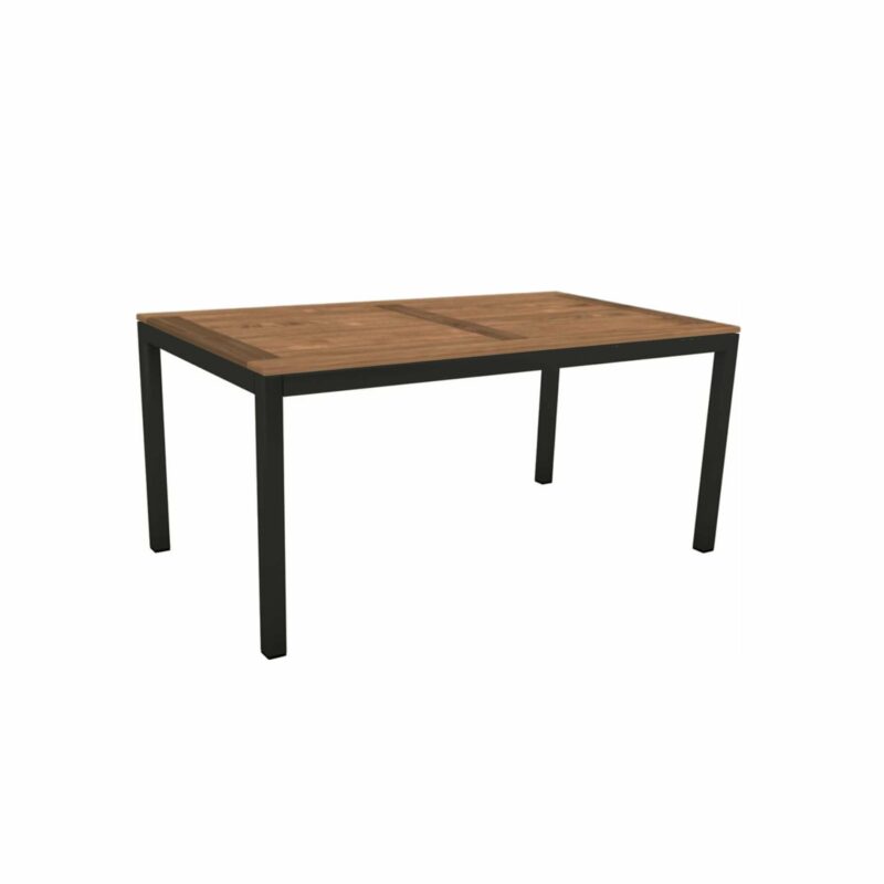 Stern Tischsystem, Gestell Aluminium schwarz matt, Tischplatte Old Teak, Größe: 130x80 cm
