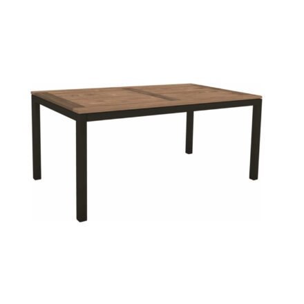 Stern Tischsystem, Gestell Aluminium schwarz matt, Tischplatte Old Teak, Größe: 160x90 cm