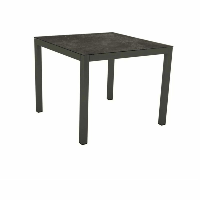 Stern Tischsystem, Gestell Aluminium anthrazit, Tischplatte HPL Slate, Größe: 80X80 cm