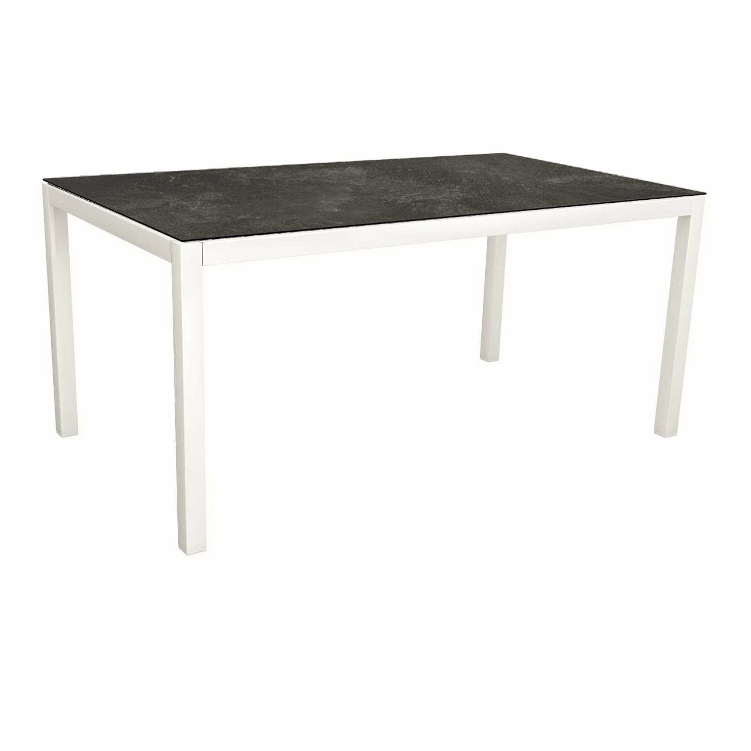 Stern Tischsystem, Gestell Aluminium weiß, Tischplatte HPL Slate, Größe: 130X80 cm