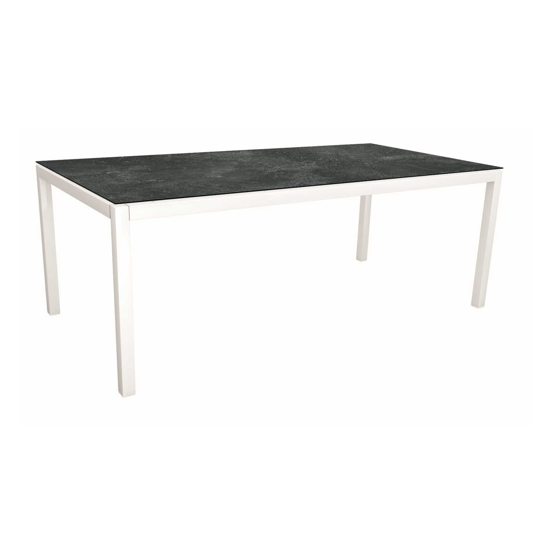 Stern Tischsystem, Gestell Aluminium weiß, Tischplatte HPL Slate, Größe: 200X100 cm