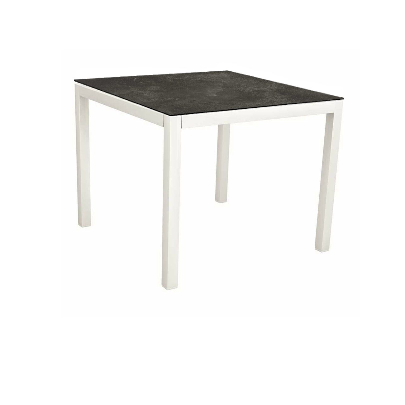 Stern Tischsystem, Gestell Aluminium weiß, Tischplatte HPL Slate, Größe: 80X80 cm