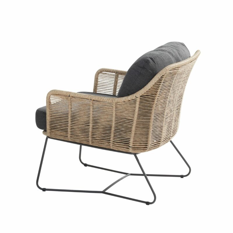 4Seasons Outdoor "Belmond" Loungesessel, Gestell Edelstahl anthrazit, Polyrattan natur, Kissen Olefin anthrazit
