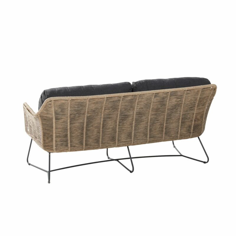 4Seasons Outdoor "Belmond" Loungesofa, Gestell Edelstahl anthrazit, Polyrattan natur, Kissen Olefin anthrazit