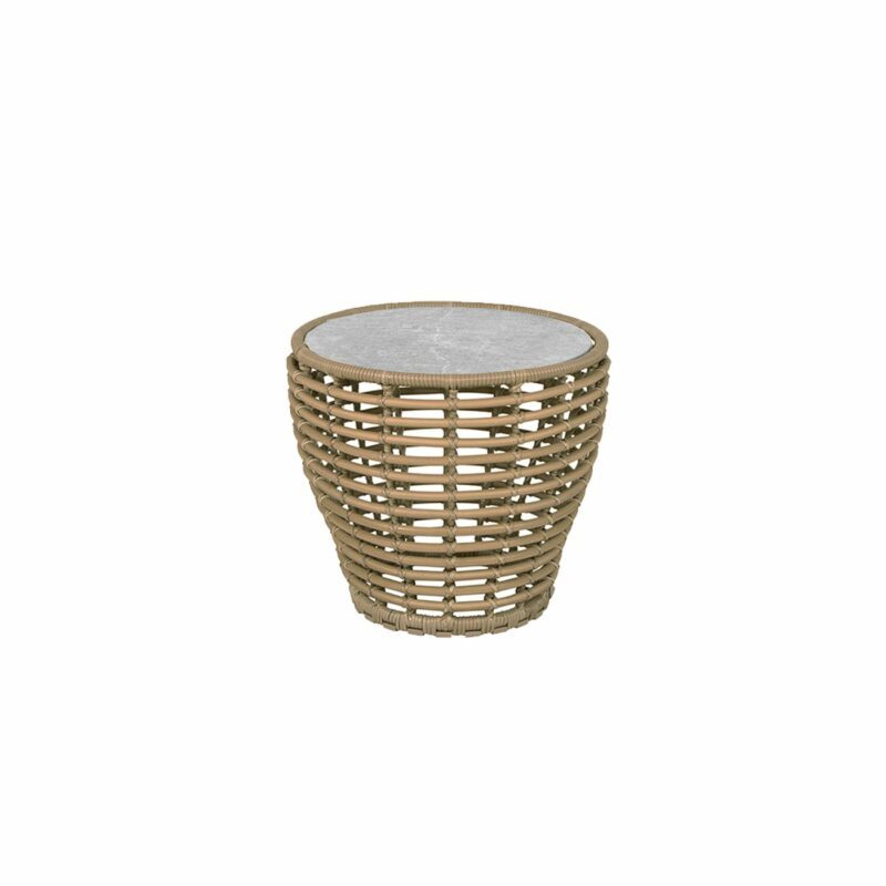 Cane-line "Basket" Loungetisch klein, Geflecht natur, Tischplatte Keramik grau, Ø 50 cm