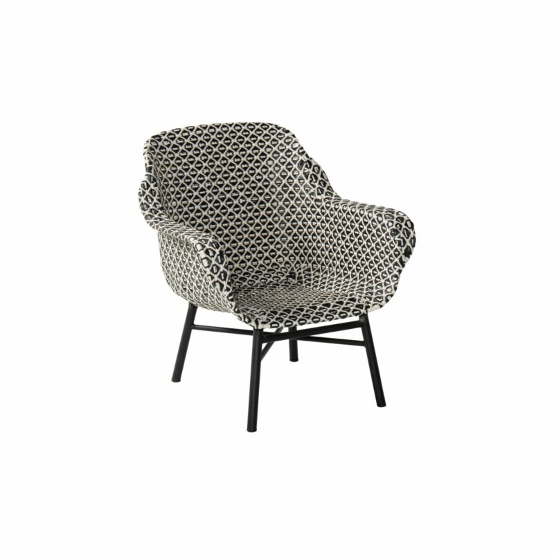 Hartman "Delphine" Lounge Chair, Alu carbon black, Geflecht nouveaux rotin schwarz/weiß