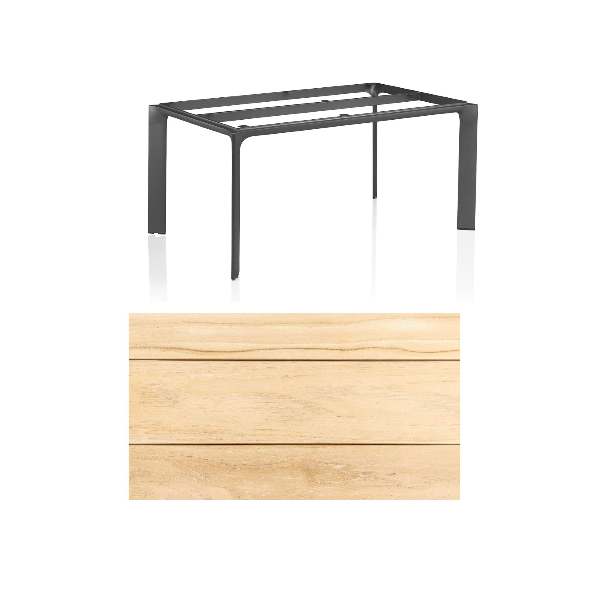 Kettler "Diamond" Tischsystem Gartentisch, Tischgestell Aluminium anthrazit, Tischplatte Teakholz breite Leisten, 160x95 cm