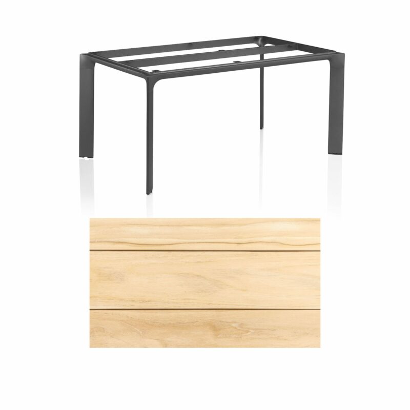Kettler "Diamond" Tischsystem Gartentisch, Tischgestell Aluminium anthrazit, Tischplatte Teakholz breite Leisten, 180x95 cm