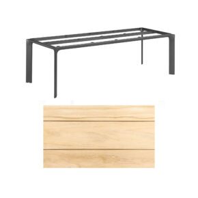 Kettler "Diamond" Tischsystem Gartentisch, Tischgestell Aluminium anthrazit, Tischplatte Teakholz breite Leisten, 220x95 cm