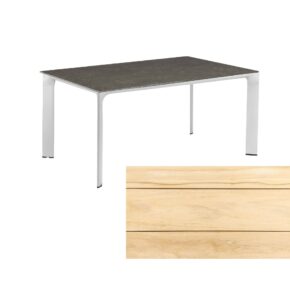 Kettler “Diamond“ Tischsystem Gartentisch, Gestell Edelstahl gebürstet, Tischplatte Teakholz breite Leisten