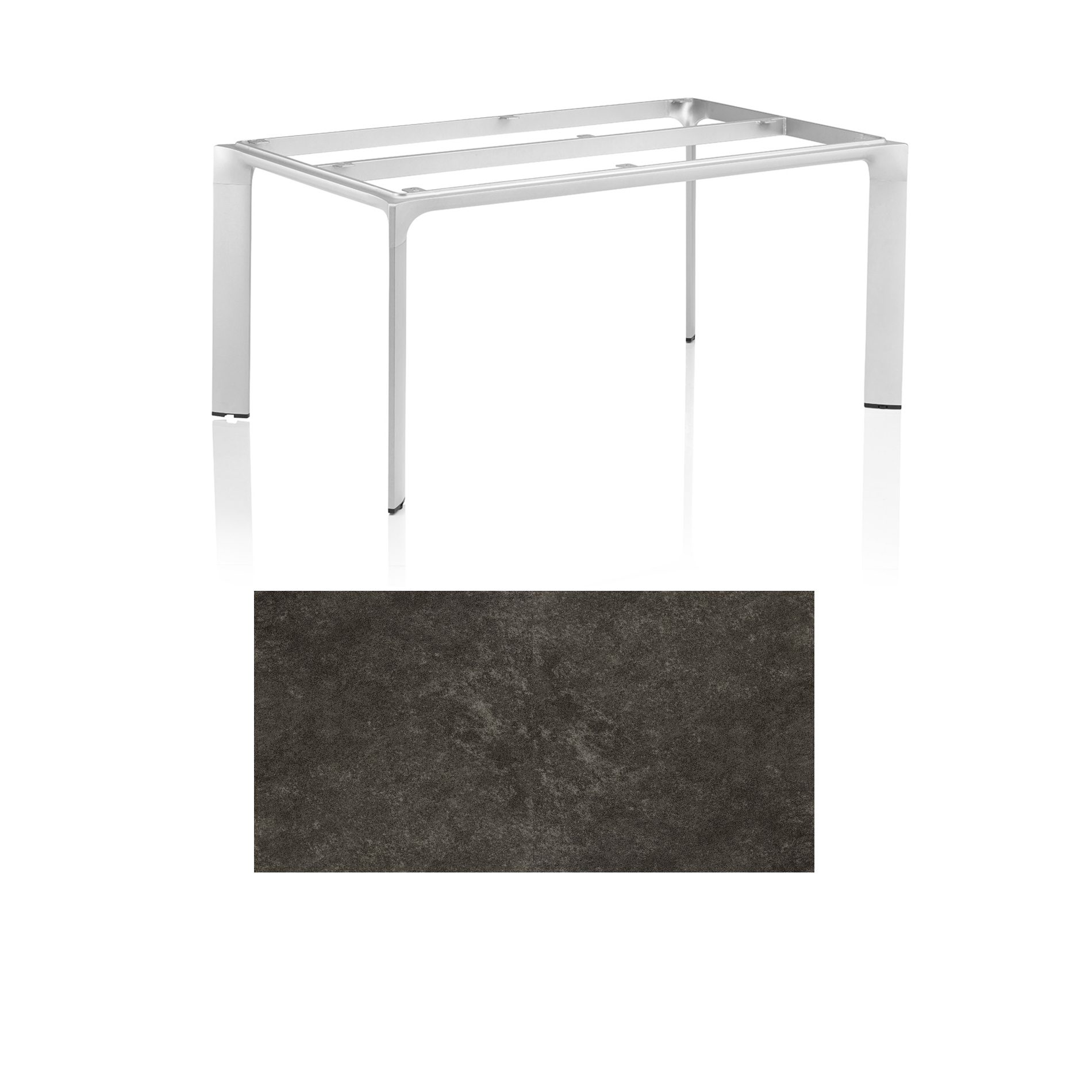 Kettler "Diamond" Tischsystem Gartentisch, Tischgestell 180x95cm, Alu silber, Tischplatte Keramik anthrazit