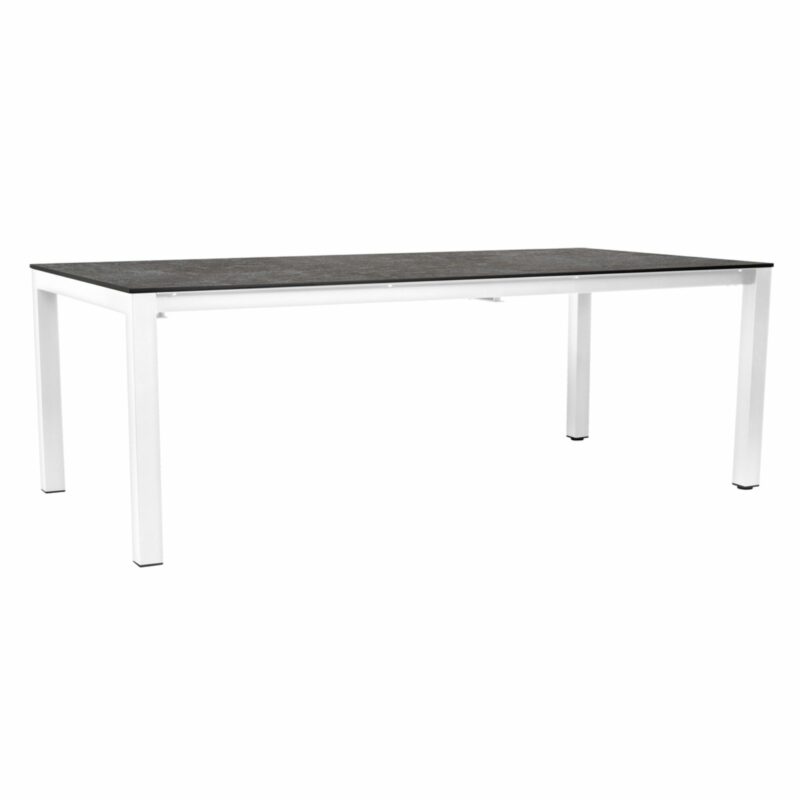 Stern Ausziehtisch 200/250x100 cm, Aluminium weiß, HPL Metallic Grau