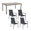 Stern Gartenmöbel-Set "Evoee", Gestelle Aluminium graphit, Sitzfläche Textilgewebe silbergrau, Tischplatte HPL Smoky