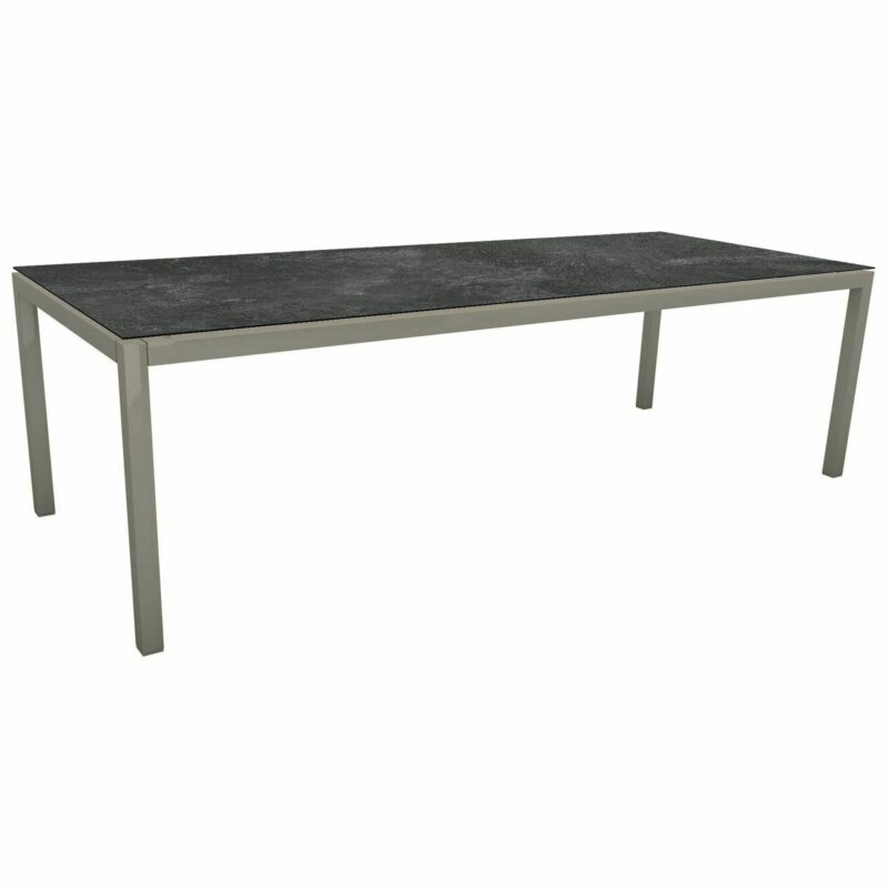 Stern Gartentisch, Gestell Aluminium graphit, Tischplatte HPL Slate, 250x100cm