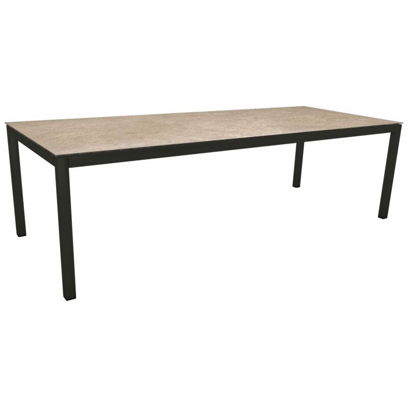 Stern Gartentisch, Gestell Aluminium schwarz matt, Tischplatte HPL Vintage Shell, 250x100cm