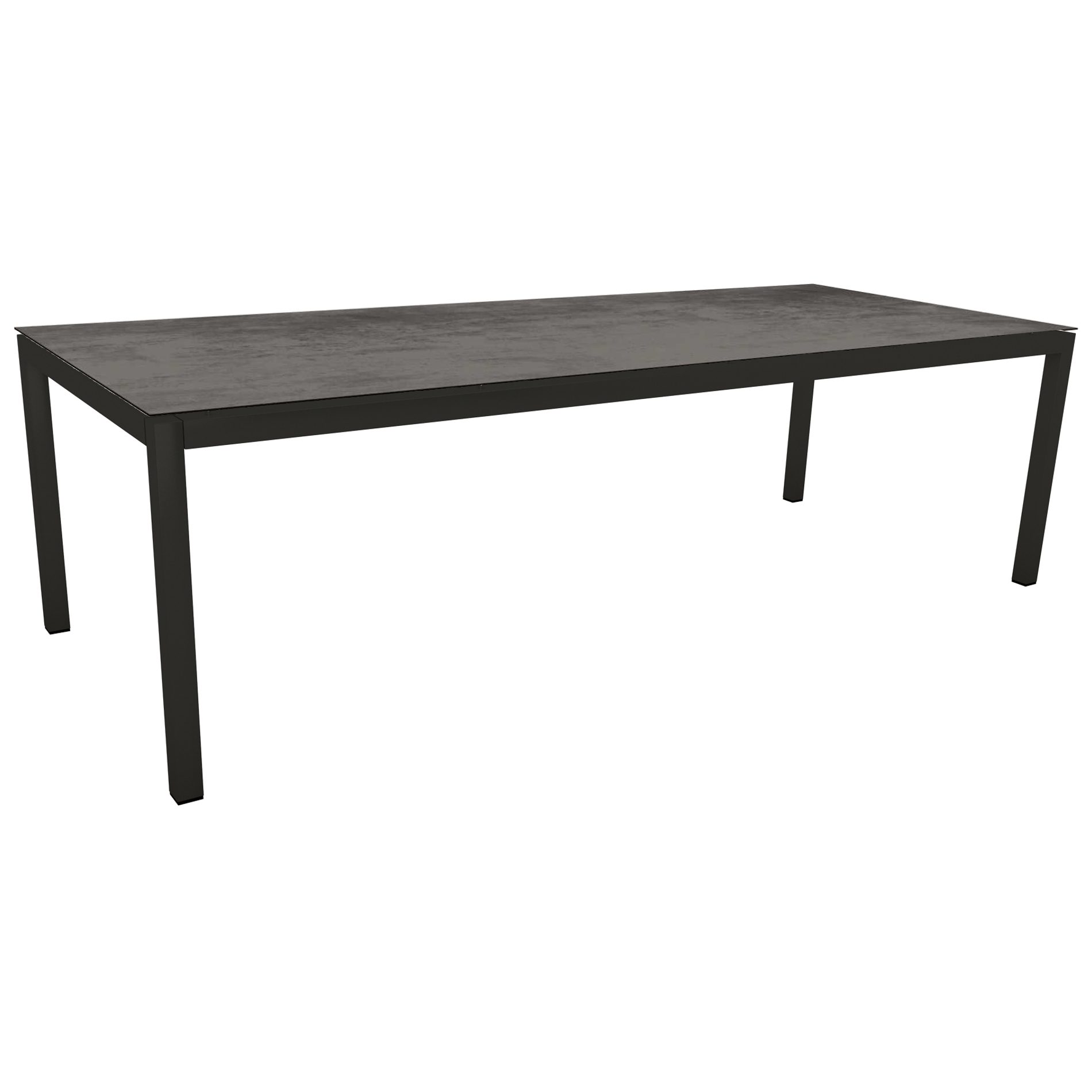 Stern Gartentisch, Gestell Aluminium schwarz matt, Tischplatte HPL Zement, 250x100cm