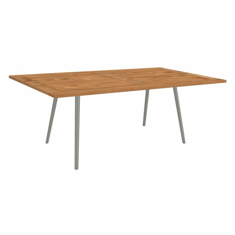 Stern "Interno" Gartentisch, Gestell Alu graphit, Rundrohr, Tischplatte Teakholz, 180x100 cm
