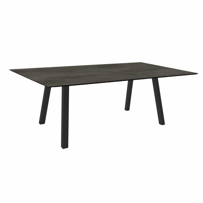 Stern Tisch "Interno", Größe 180x100cm, Alu anthrazit, Vierkantrohr, Tischplatte HPL Zement