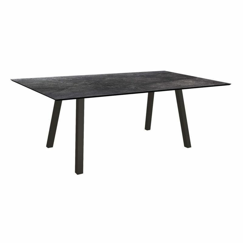 Stern Tisch "Interno", Größe 180x100cm, Alu schwarz matt, Vierkantrohr, Tischplatte HPL Dark Marble